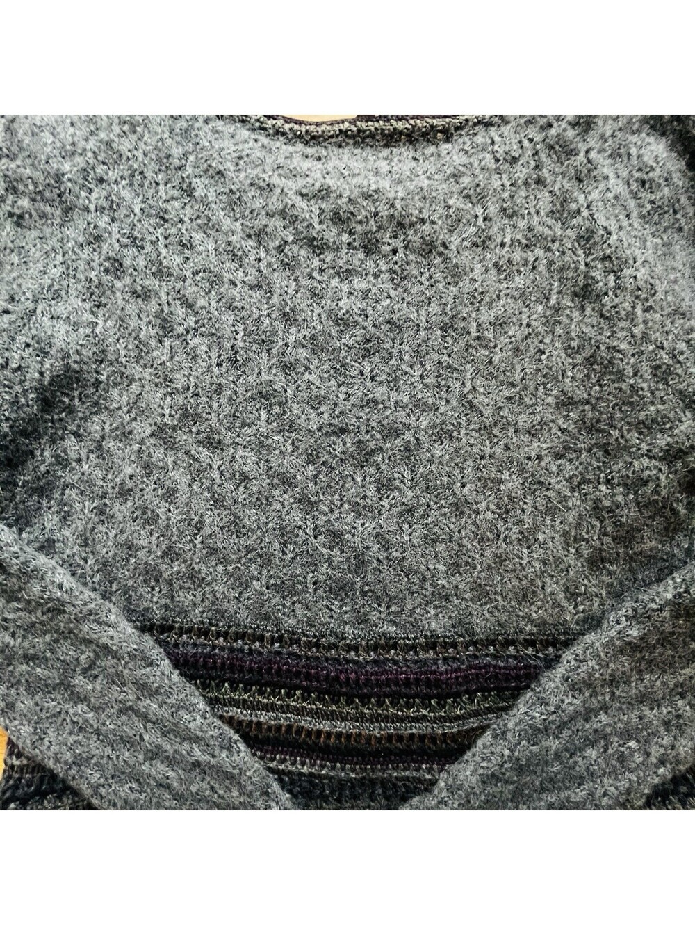 Peruvian Connection Alpaca Pima Cotton Wool Cardigan Womens XS Grey Purple - Picture 10 of 11